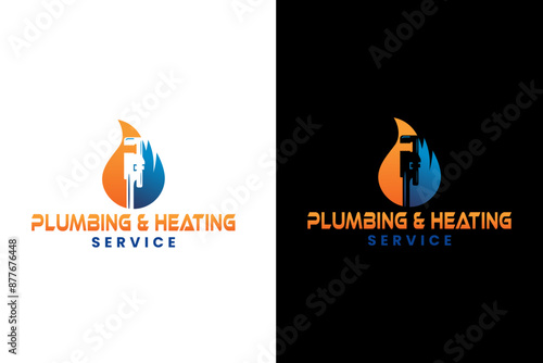 Plumbing and Heating Service Logo Vector Design Vector Template
