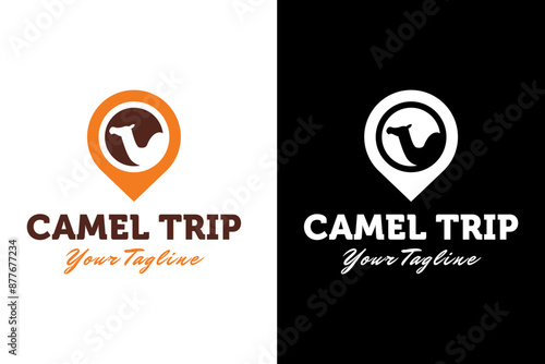 Camel Trip Traveling Logo Design Vector Template