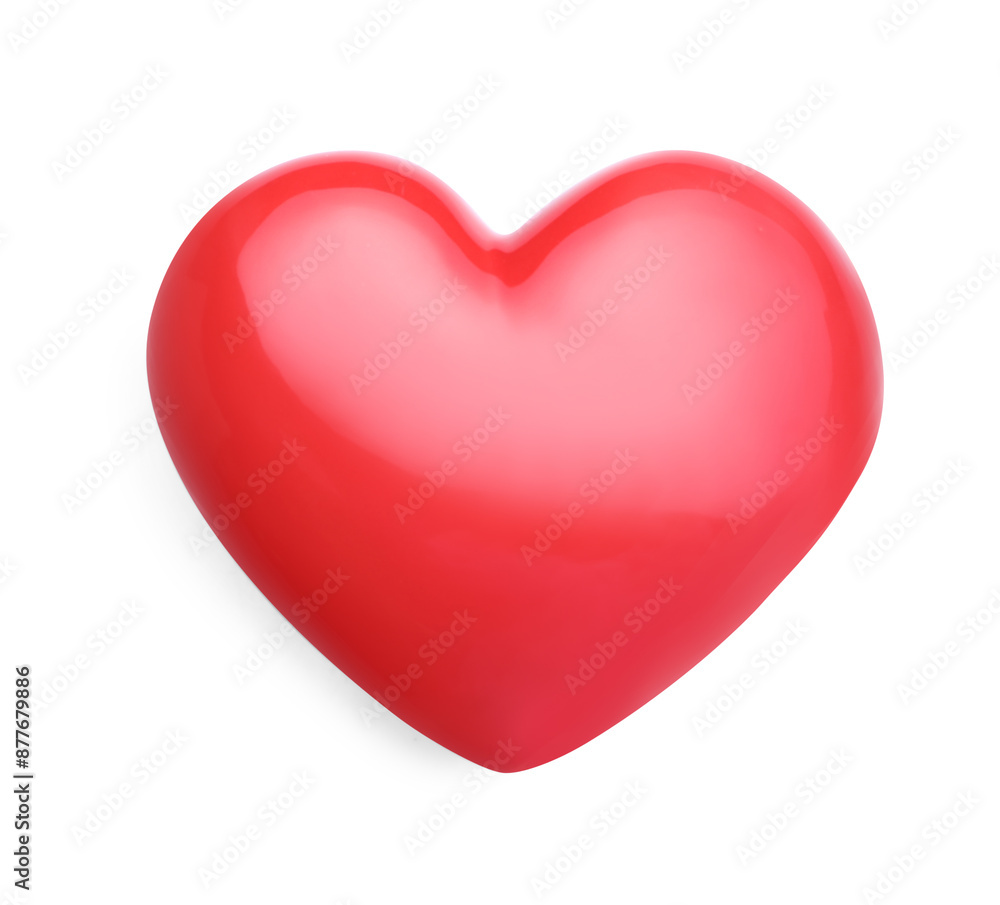 One red heart shape isolated on white One red heart shape isolated on white