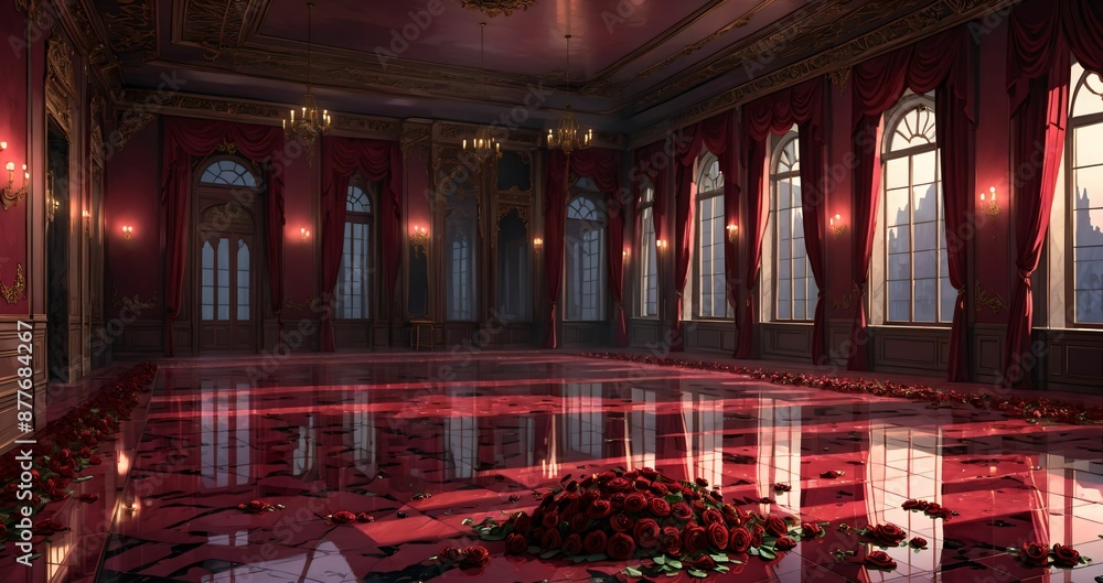 custom made wallpaper toronto digitalblood red ballroom in palace mansion interior. burning candles in gothic styled castle room hall. fine elegant decor.