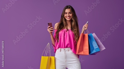 The woman with shopping bags