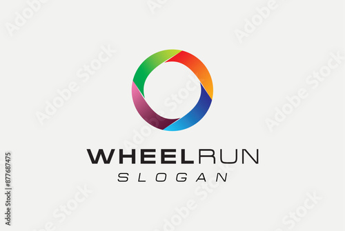Colorful circle swirl wheel run logo design vector reality free image editable template 