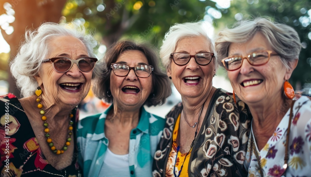 Elderly women delight in friendship group, passing time joyfully and having fun together Elderly women delight in friendship group, passing time joyfully and having fun together