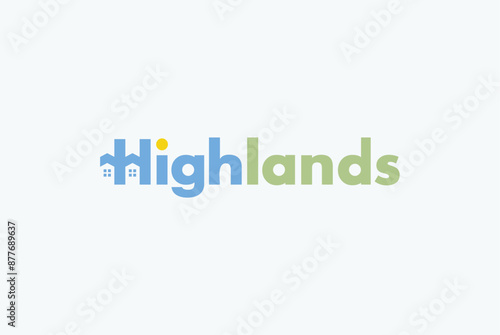 Highlands green real estate home typography logo design vector reality free image editable template 