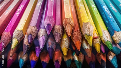 A row of pencils with different colors. The pencils are arranged in a line, with the first one being the lightest and the last one being the darkest photo