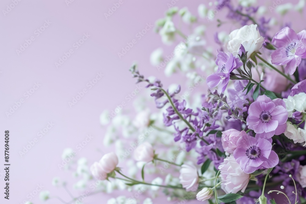 Obraz premium Purple and White Flower Bouquet on Lavender Background