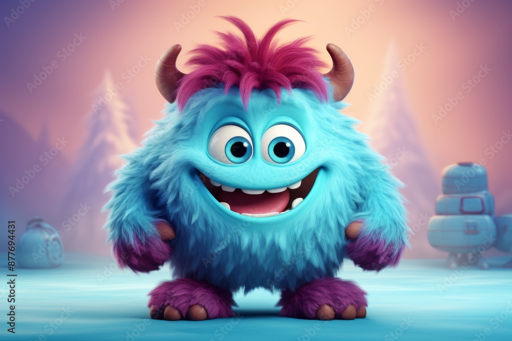 Cute Fluffy Little 3d Monster cartoon character Cute Fluffy Little 3d Monster cartoon character
