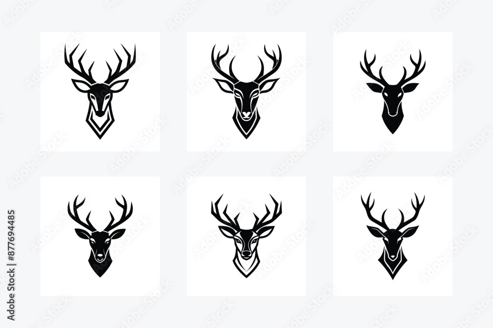 deer head black silhouette vector illustration deer head black silhouette vector illustration