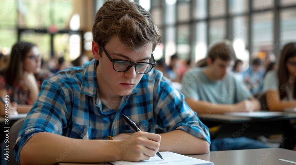 The student writing exam The student writing exam
