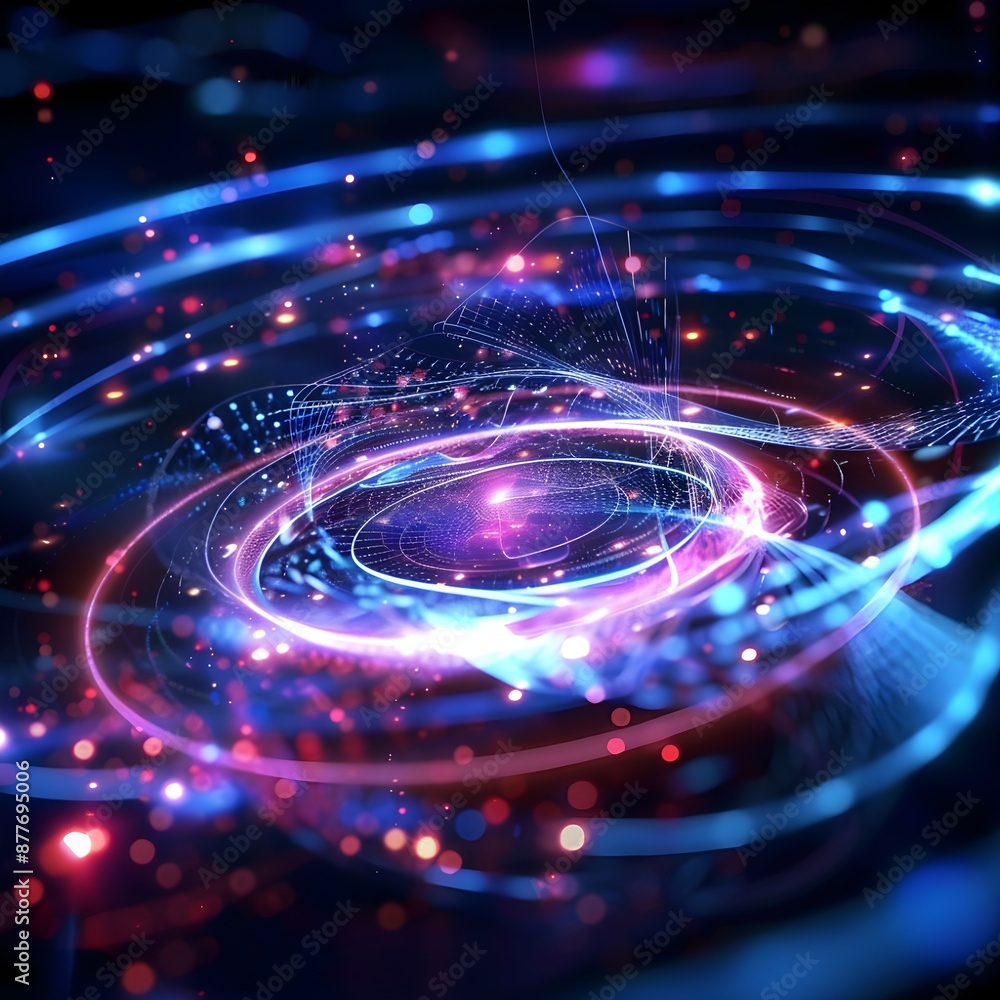 A dynamic, swirling vortex of energy with vibrant colors and glowing particles, representing the power and mystery of the universe. A dynamic, swirling vortex of energy with vibrant colors and glowing particles, representing the power and mystery of the universe.