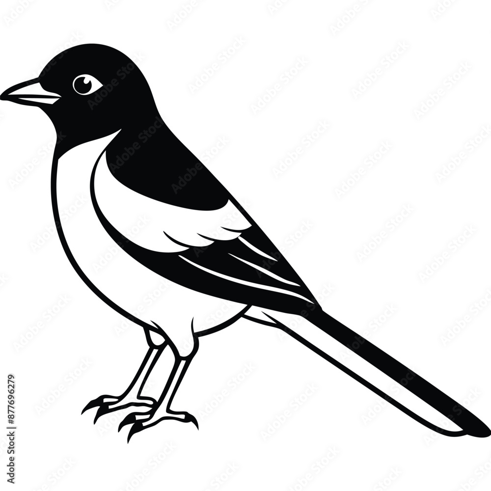 Obraz premium Solid color Eastern Kingbird animal vector design