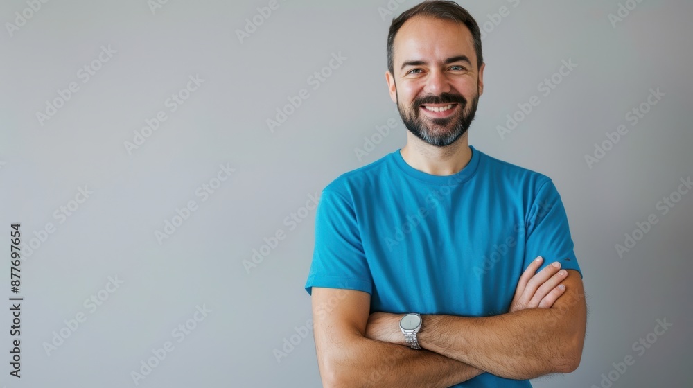 The man in blue Tshirt The man in blue Tshirt
