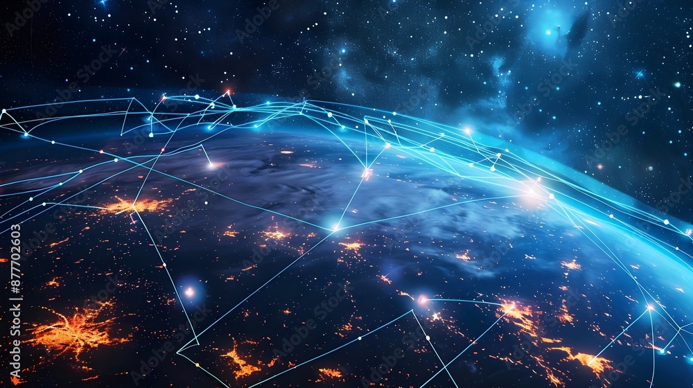 Network connection concept around the globe and space, Global telecominicaton and data transfer
Network connection concept around the globe and space, Global telecominicaton and data transfer