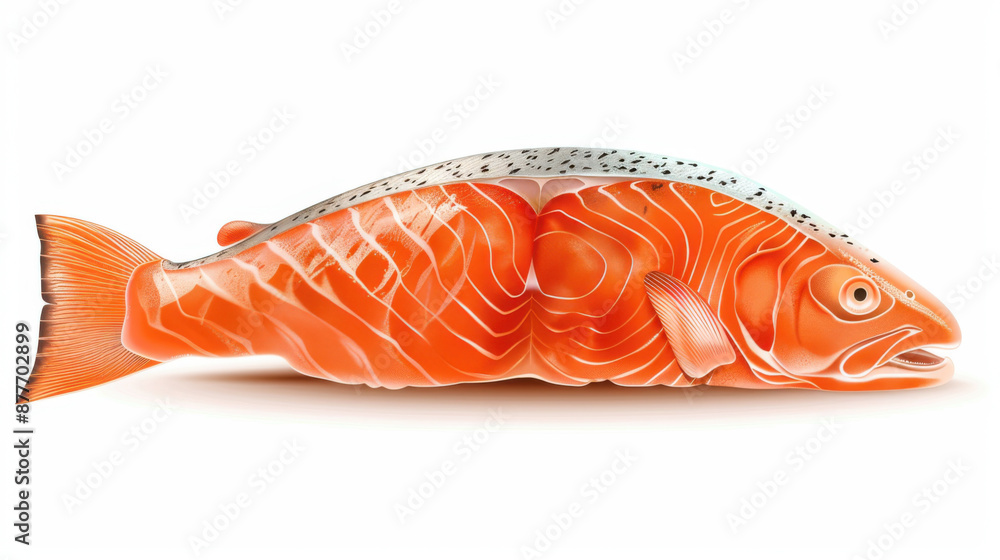 High-quality image of a salmon cut, highlighting the vibrant orange flesh and detailed texture, ideal for culinary use. High-quality image of a salmon cut, highlighting the vibrant orange flesh and detailed texture, ideal for culinary use.
