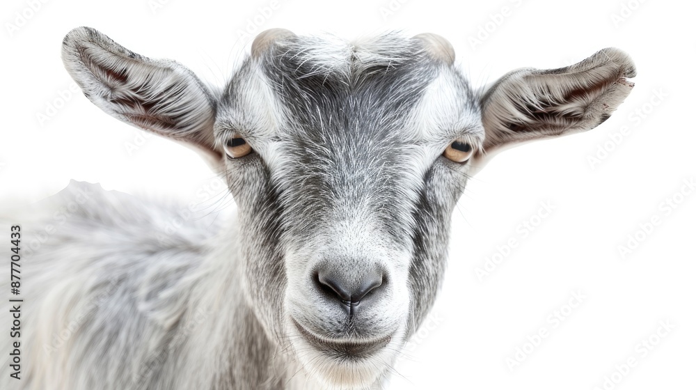 White background with gray goat White background with gray goat