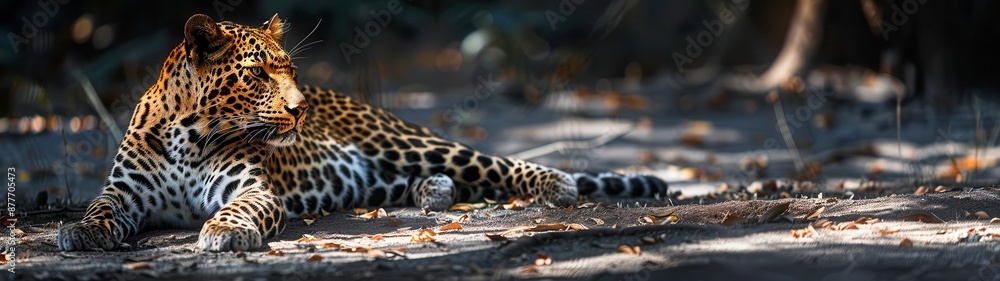 leopard sitting in the shade in the shade leopard sitting in the shade in the shade
