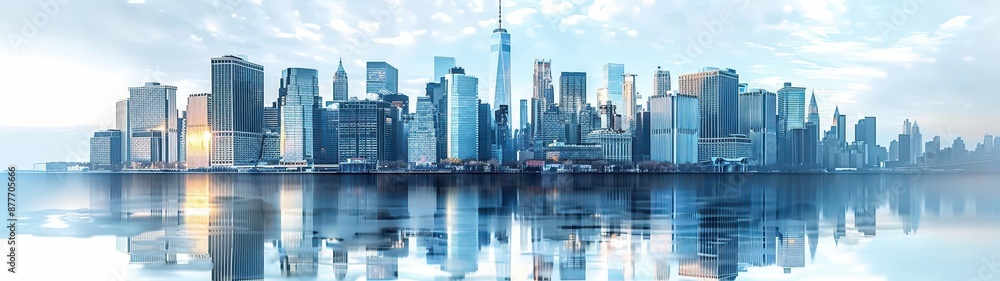 Obraz premium large city skyline with a reflection in the water