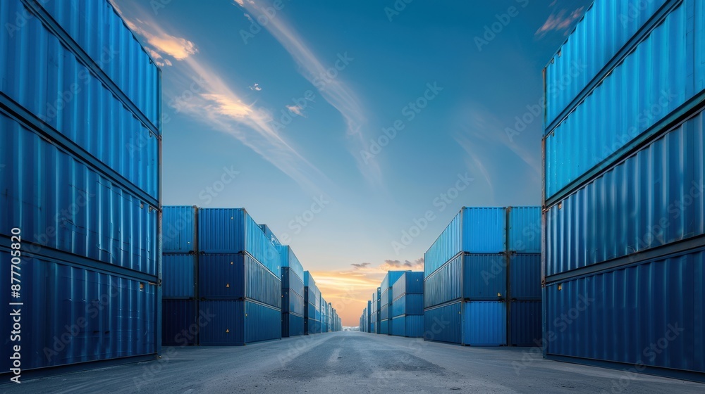 Fototapeta premium The stacked blue containers