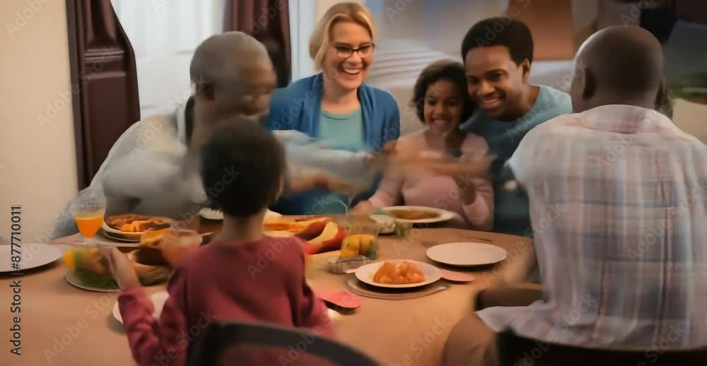 The harmonious gathering around the dinner table for a family meal The harmonious gathering around the dinner table for a family meal