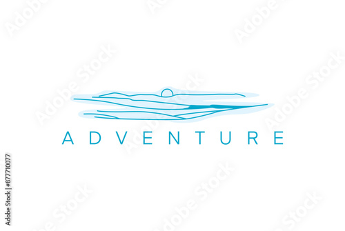 Simple line sky adventure logo design vector image editable photo