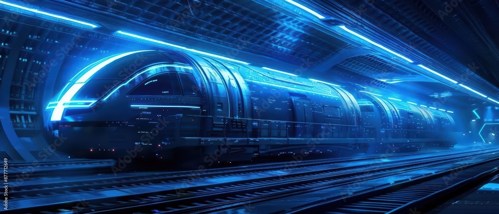 A hightech transport station where levitating carriages drawn by spectral horses whisk passengers away to their destinations A hightech transport station where levitating carriages drawn by spectral horses whisk passengers away to their destinations