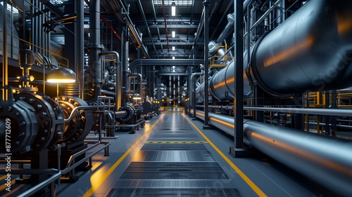 An industrial facility with advanced equipment for the production of gas and oil