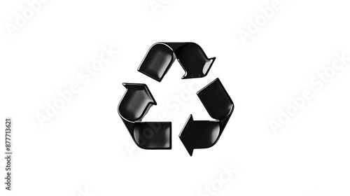 Black recycling symbol on transparent background