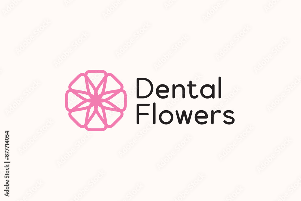 Dental flower round logo design vector image editable Dental flower round logo design vector image editable
