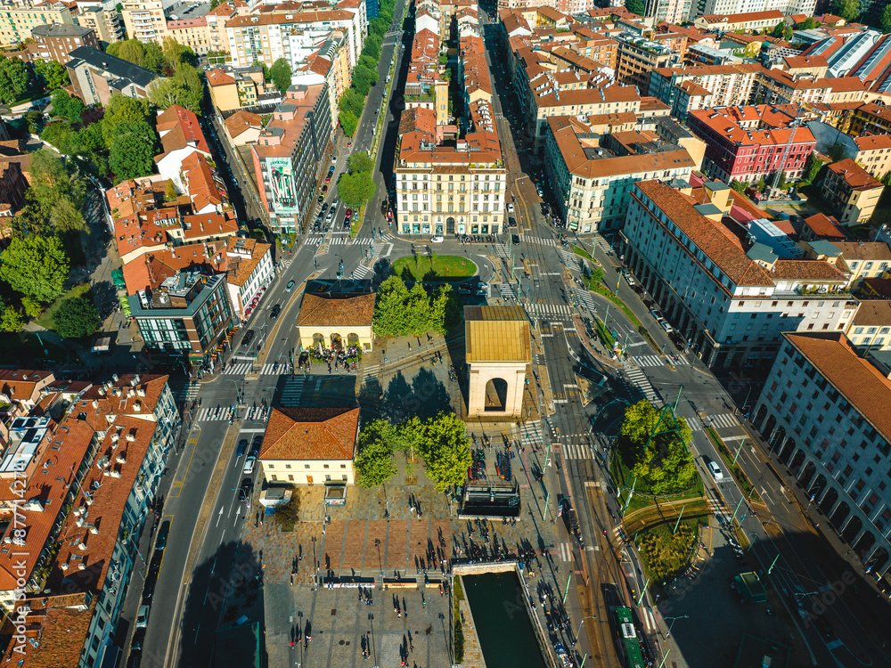 Fototapeta premium defaaerial photo with drone of the city of Milan Italy in the Navigli neighborhoodult