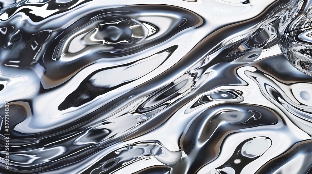 This image captures a futuristic liquid surface with reflective patterns, creating a unique and captivating visual effect perfect for modern design and creative projects. This image captures a futuristic liquid surface with reflective patterns, creating a unique and captivating visual effect perfect for modern design and creative projects.