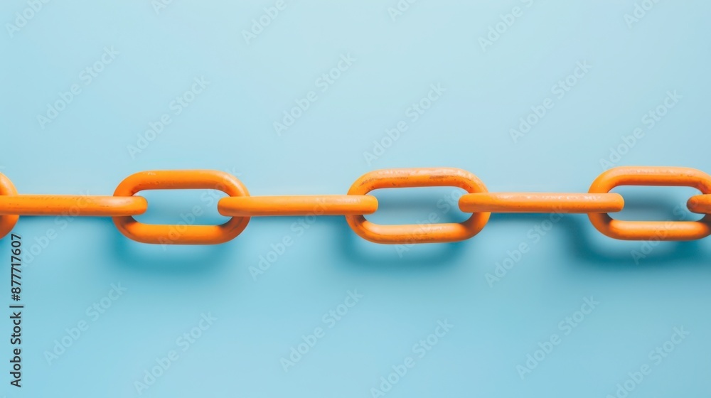 Obraz premium Orange Chain Link On Blue Background