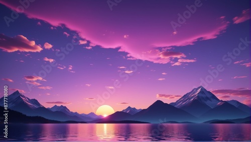 Abstract wallpaper background sunset scene mountains lake