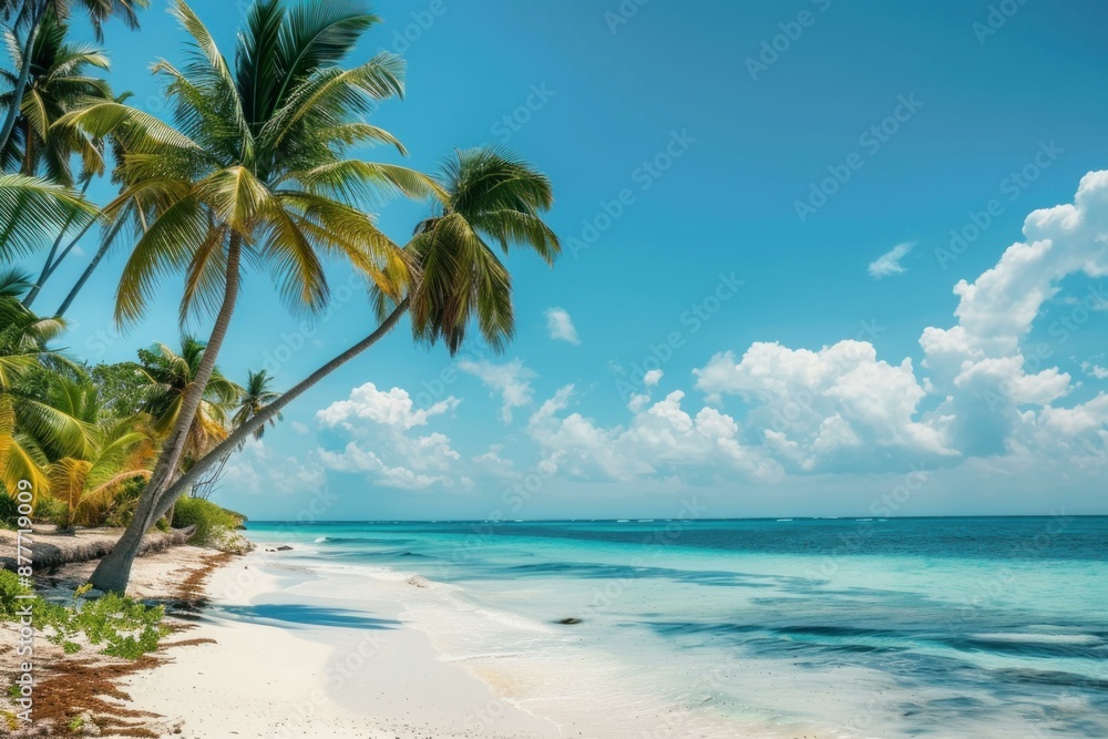 Turquoise water gently lapping on the shore of a white sand beach on a tropical island Turquoise water gently lapping on the shore of a white sand beach on a tropical island