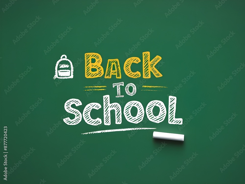 Back to school greeting in green 3D chalk board Doodle Style, Back to school text template design Back to school greeting in green 3D chalk board Doodle Style, Back to school text template design