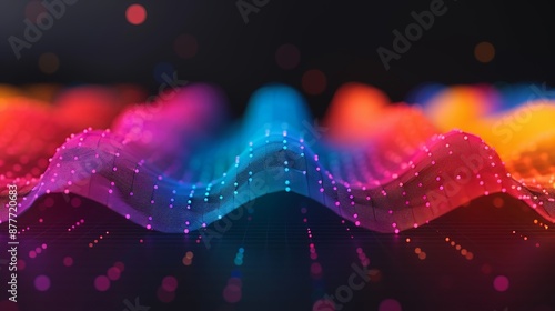 Wave function representing the quantum state of a particle, used to calculate probabilities of finding particles in specific states. Background Illustration, Bright color tones, , Minimalism, photo