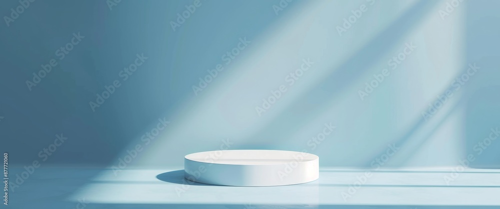 Minimalistic podium against soft blue backdrop, bathed in gentle light colors, offers sophisticated setting for presentations or events. 🎤💡 Minimalistic podium against soft blue backdrop, bathed in gentle light colors, offers sophisticated setting for presentations or events. 🎤💡