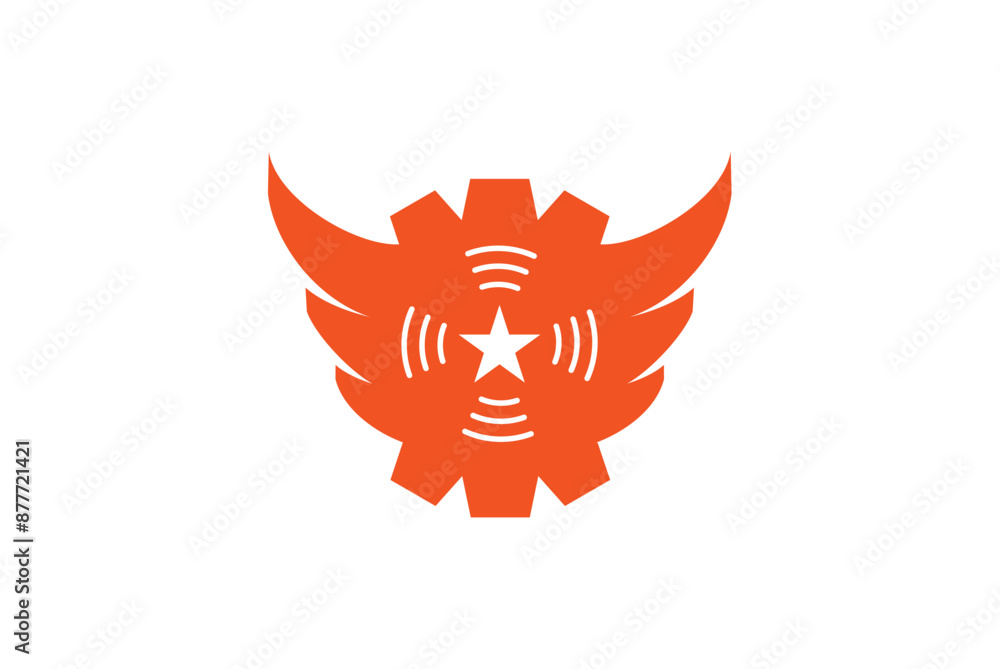 wings gear star industrial political logo design vector image editable