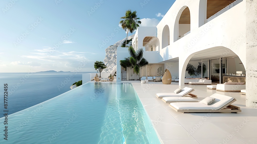 Fototapeta premium Luxury Villa with Infinity Pool overlooking Ocean