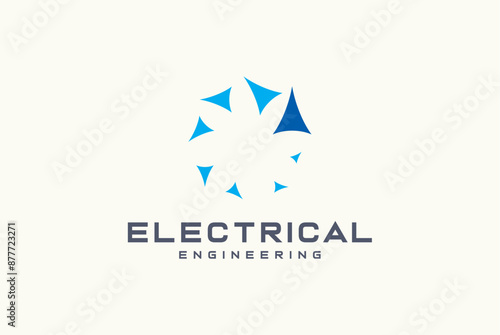 Electrical engineering triangle circular logo design vector image editable