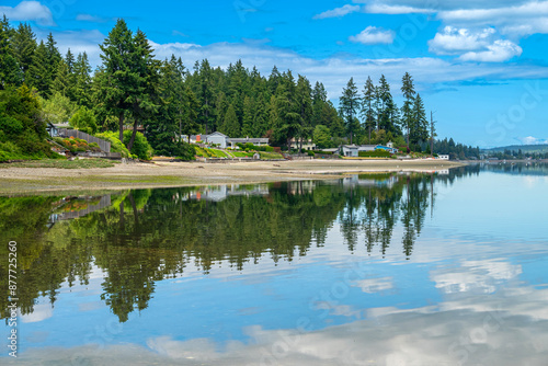 Liberty Bay countryside and houses Washington State. photo