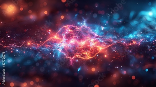 Quantum nonlocality shows that particles can be instantaneously correlated across distances challenging classical notions of space and time Background Illustration, Bright color tones, , Minimalism,