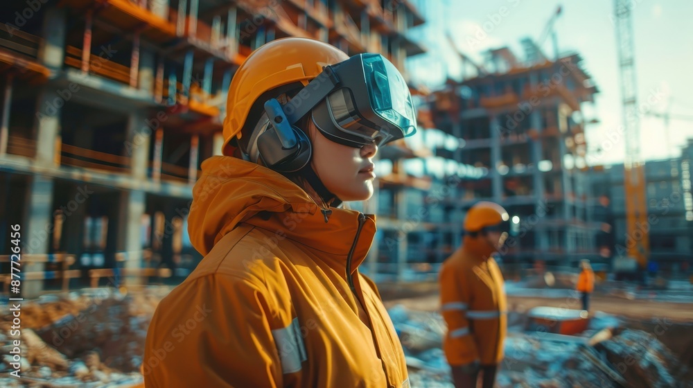 A construction worker wearing a yellow jacket A construction worker wearing a yellow jacket