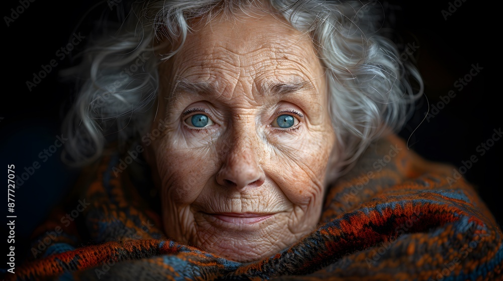 A woman with a scarf wrapped around her face and a blue eye - generative AI A woman with a scarf wrapped around her face and a blue eye - generative AI