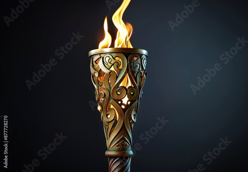 Olympic torch against a black backdrop.