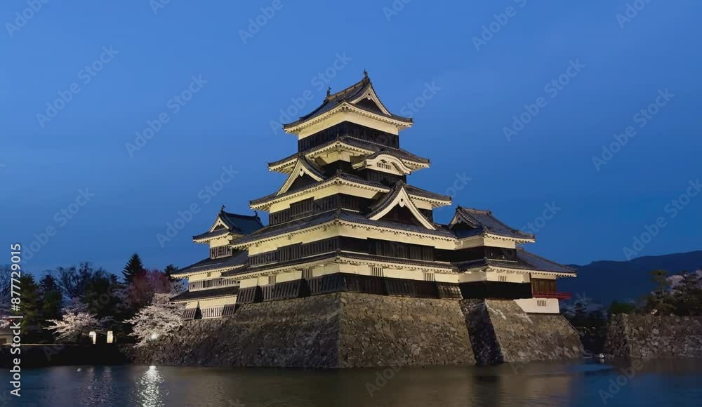 National Treasure of Japan, Matsmoto Castle. Night time view National Treasure of Japan, Matsmoto Castle. Night time view