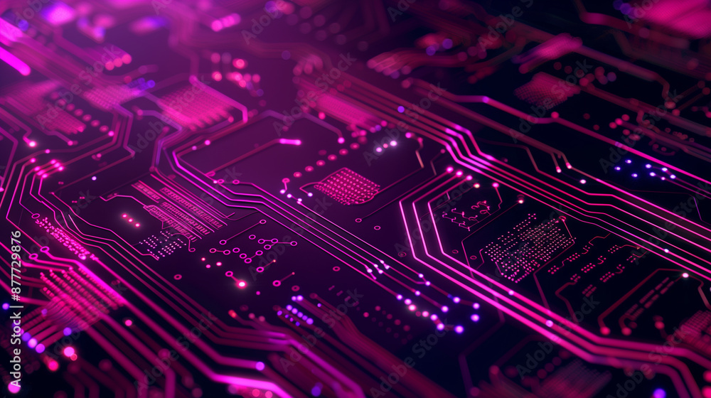 Obraz premium A purple electronic circuit board with many small purple squares