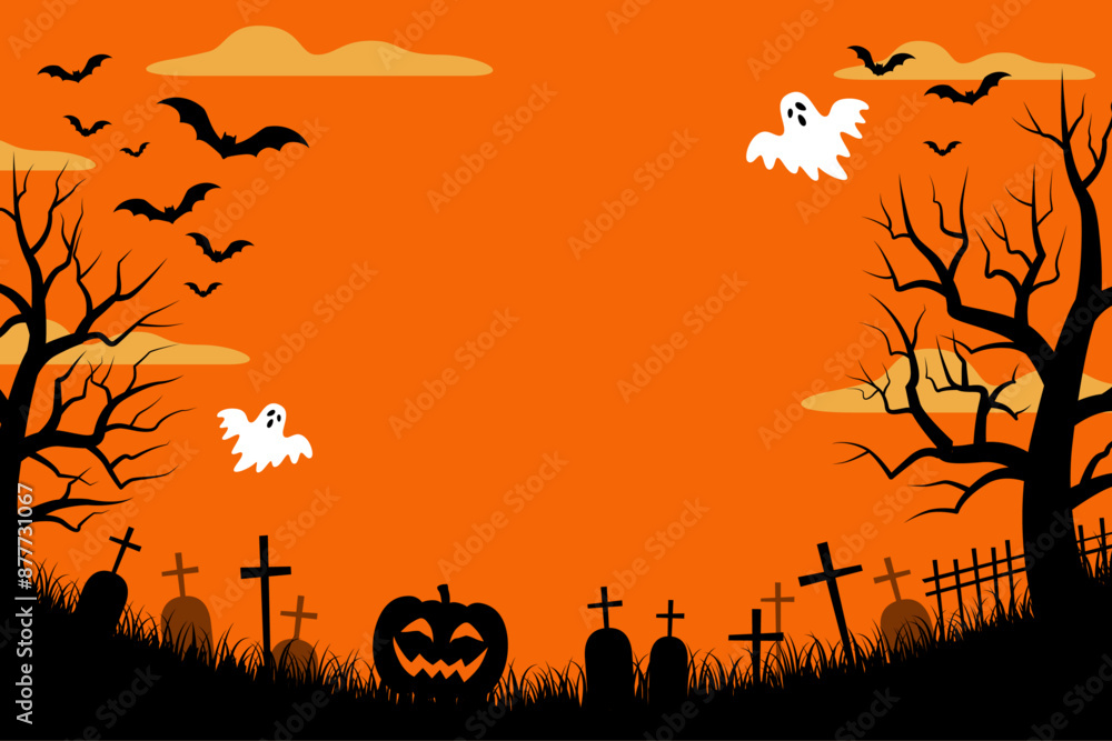 ハロウィン背景_ベクターイラスト（2:3）