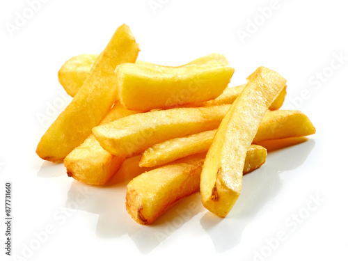 fried potatoes on white background