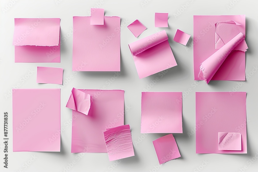 Explore a collection of pink sticky post-it notes in various sizes and orientations, creatively arranged on a transparent PNG canvas. Showcasing their lovely pinks and tactile qualities Explore a collection of pink sticky post-it notes in various sizes and orientations, creatively arranged on a transparent PNG canvas. Showcasing their lovely pinks and tactile qualities
