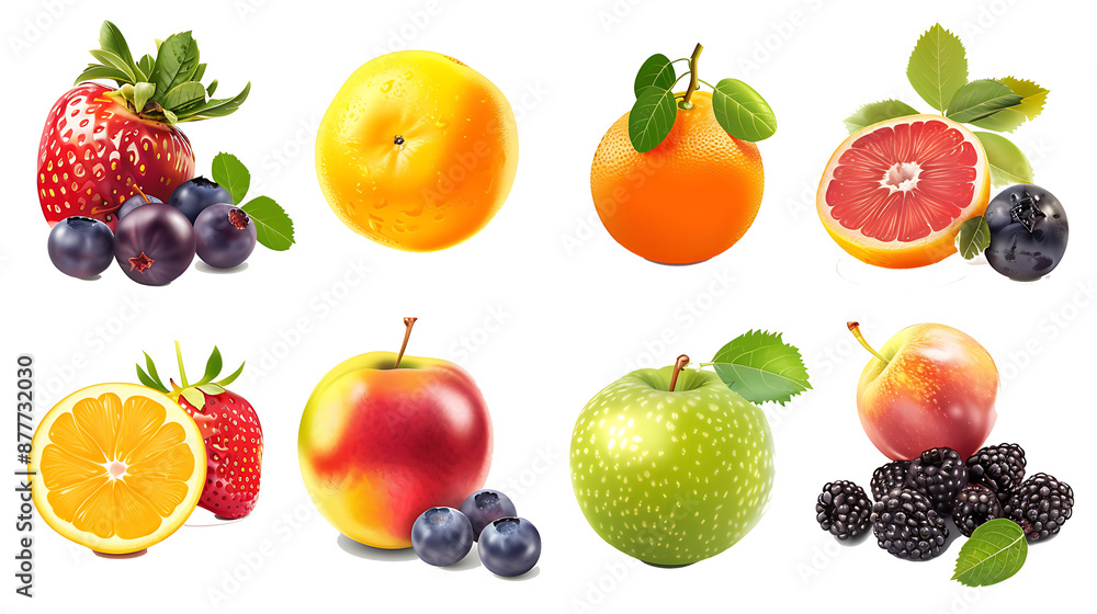 Set of fruits isolated on withe background Set of fruits isolated on withe background